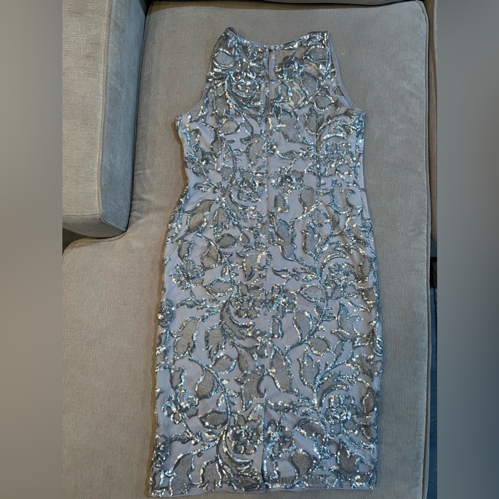 Adrianna Papell silver party dress
